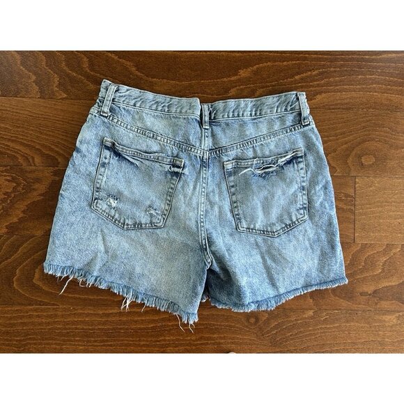 We The Free People Denim Shorts Sz 29 Distressed Frayed Hem Button Fly - Picture 7 of 7